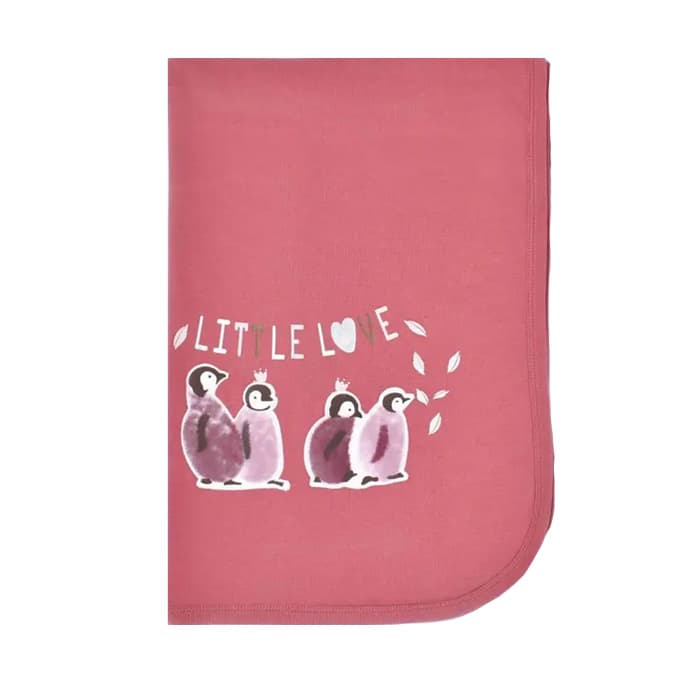 پتو نوزادی پنبه ای طرح little love پنگوئن bi baby (bi organic) سایز 90×85 — تصویر ۲