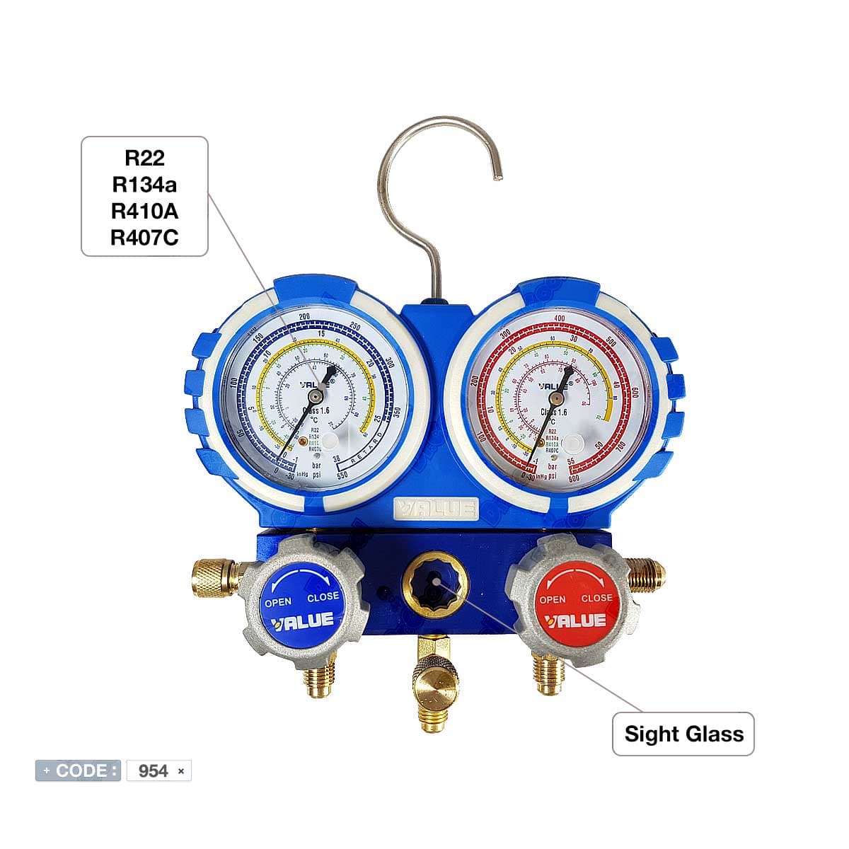گیج فشار R410A مدل VMG-2-410A-B برند والوو VALUE