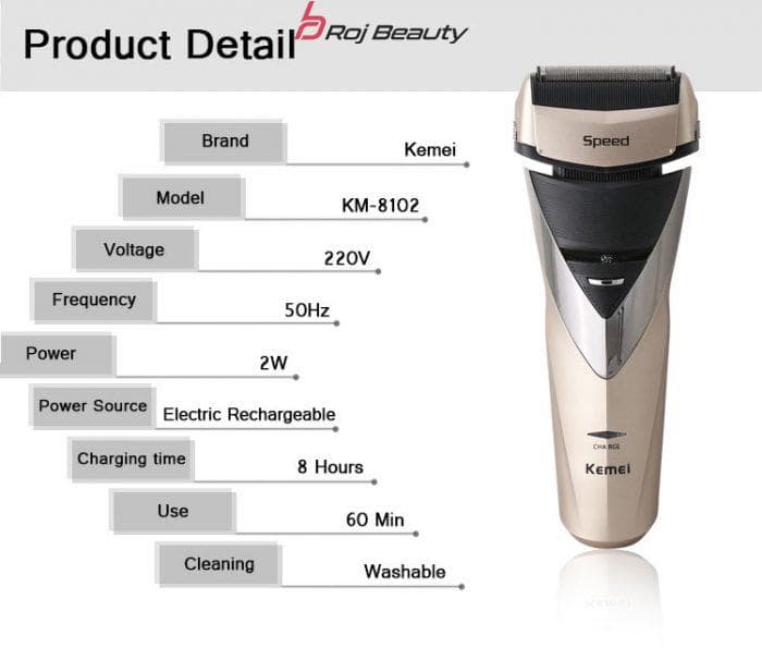 ریش تراش شیور ضدآب کیمی KEMEI KM-8102 — تصویر ۴