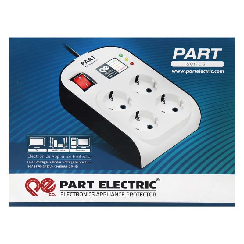 محافظ برق صوتی تصویری 4 خانه ارت دار پارت الکتریک PE8791 با کابل 1٫8 متری — تصویر ۴
