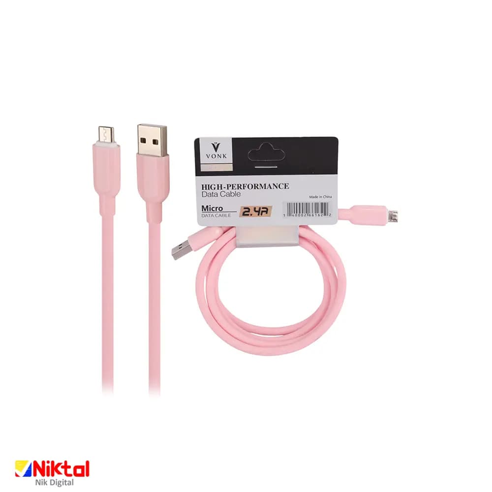 کابل فست شارژ میکرو VONK 2.4A | با طول 1 متری