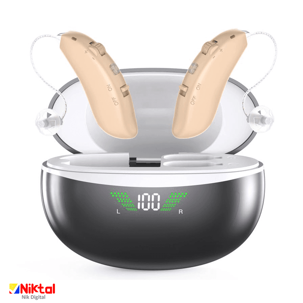 سمعک دوتایی آیجویر مدل GM-352T پشت گوش و شارژی کیس دار با قابلیت حذف نویز