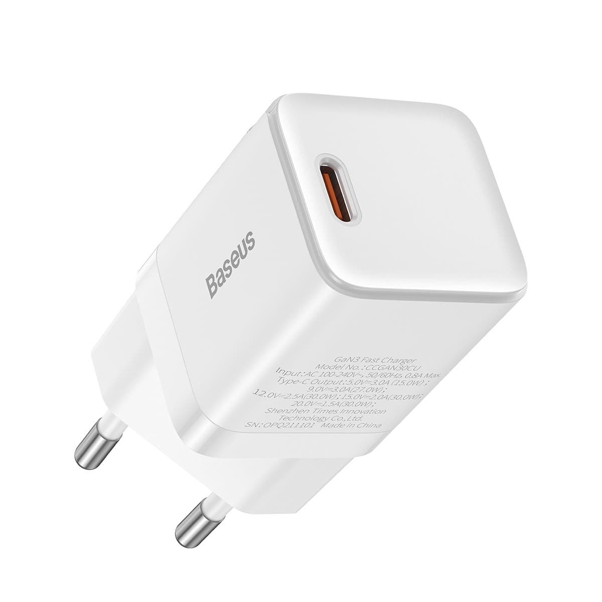 شارژر دیواری فست شارژ باسئوس Baseus GAN3 1C 30W توان 30 وات