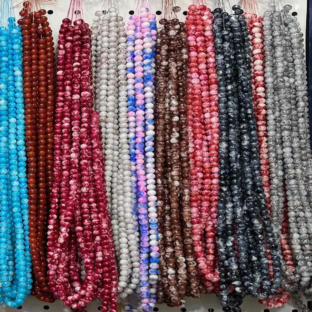 مهره دستبند مدل آبرنگی رگه دار سنگی سایز 8 بسته 100 عددی — تصویر ۴