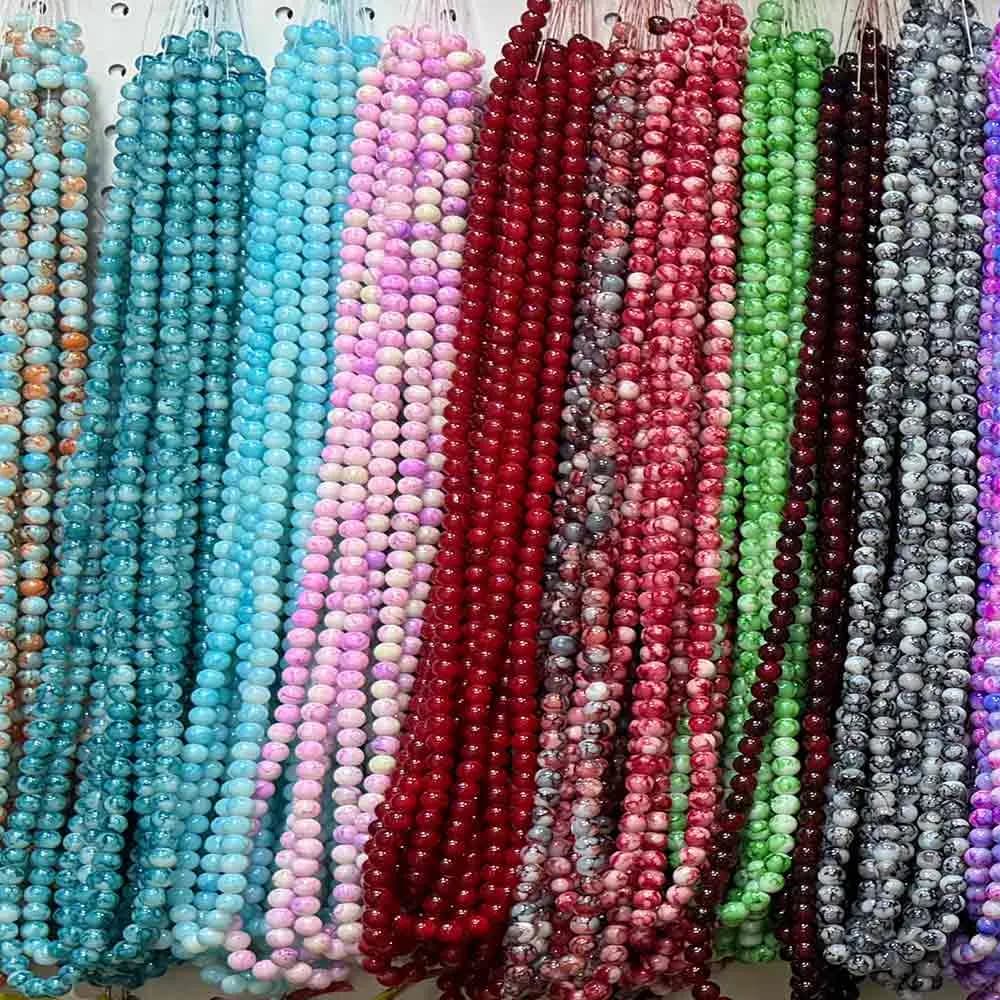 مهره دستبند مدل آبرنگی رگه دار سنگی سایز 8 بسته 100 عددی — تصویر ۵