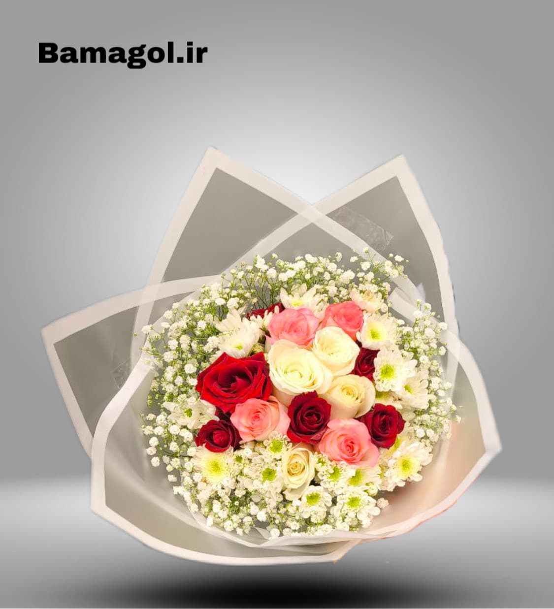 دسته گل رز رنگی داودی کد 0043