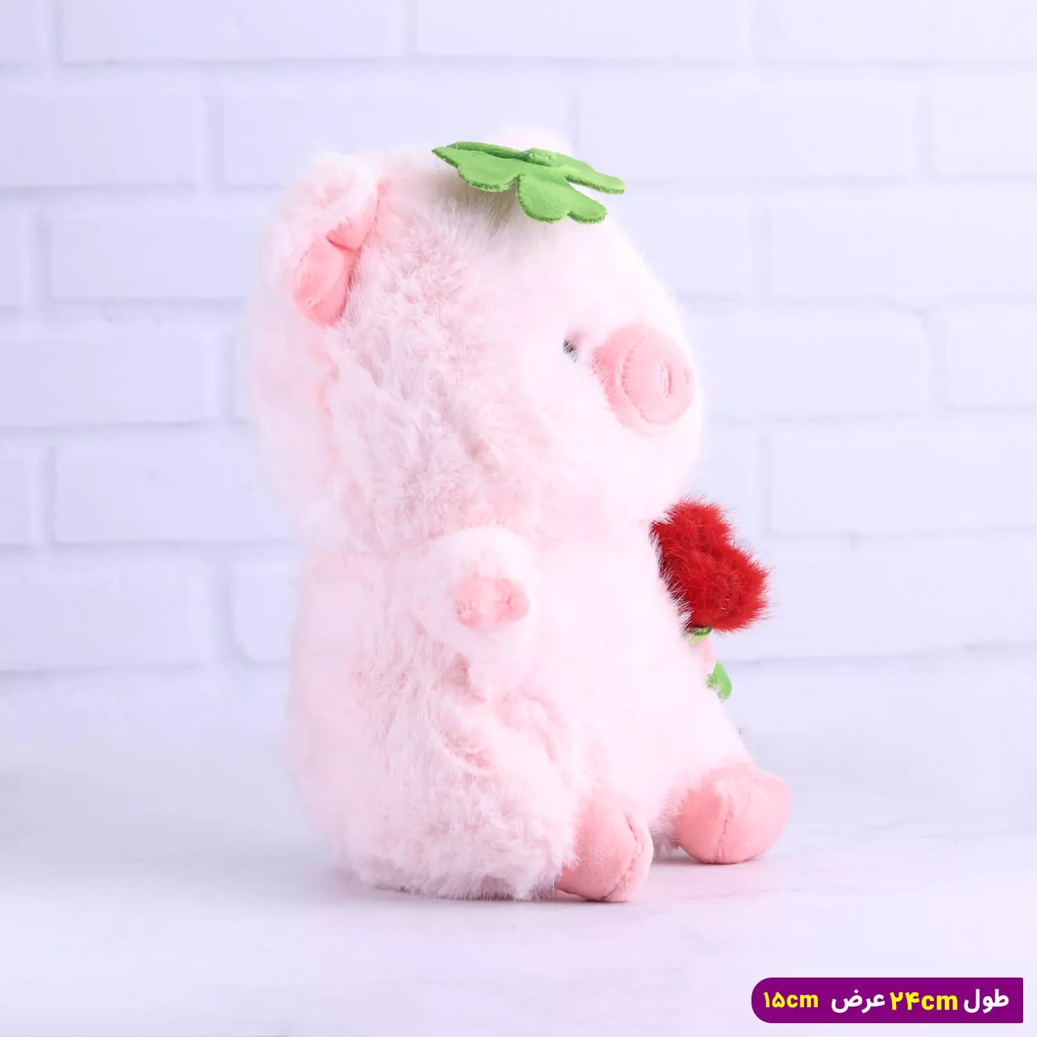 عروسک خوک صورتی گل به دست | 6604/3 — تصویر ۳