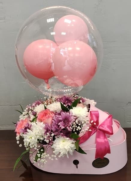باکس نوزاد دختر طرح گهواره بالون دار کد 1035