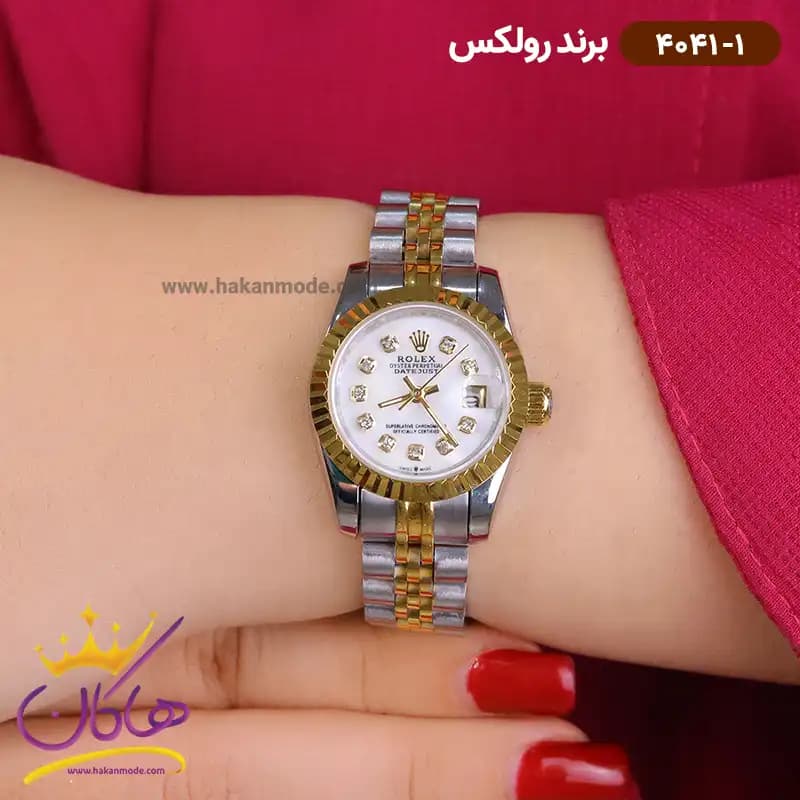 ساعت رولکس زنانه فلزی دیت جاست صفحه سفید 4041/1 — تصویر ۳