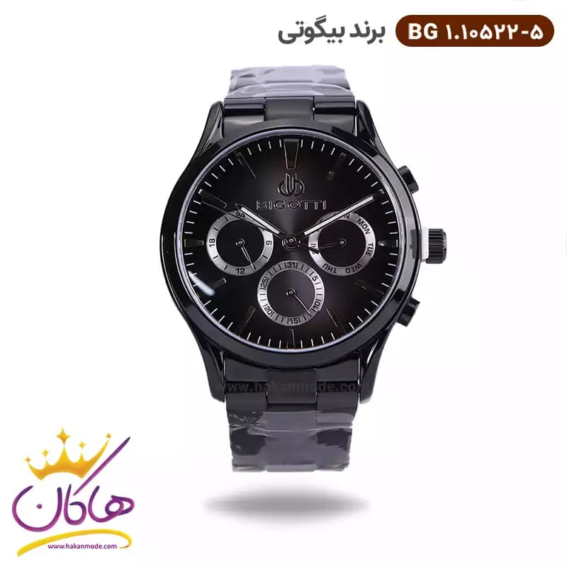 ساعت بیگوتی مردانه فلزی فول تایم مشکی کد BG.1.10522-5 — تصویر ۲