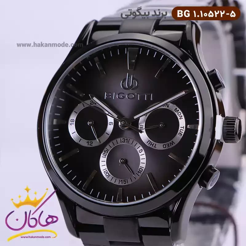 ساعت بیگوتی مردانه فلزی فول تایم مشکی کد BG.1.10522-5 — تصویر ۳
