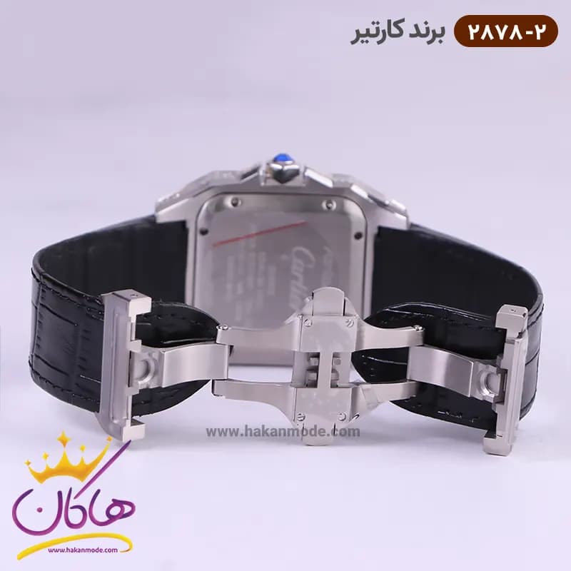 ساعت کارتیر مردانه بند چرم مشکی قاب فول نگین 2878/2 — تصویر ۵
