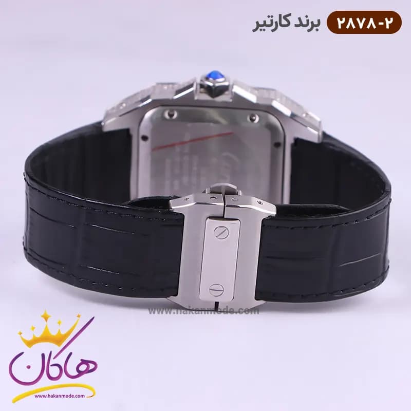 ساعت کارتیر مردانه بند چرم مشکی قاب فول نگین 2878/2 — تصویر ۶