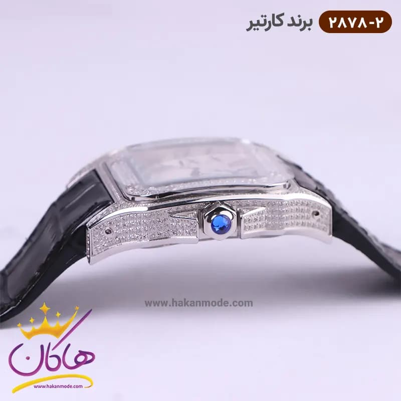 ساعت کارتیر مردانه بند چرم مشکی قاب فول نگین 2878/2 — تصویر ۷