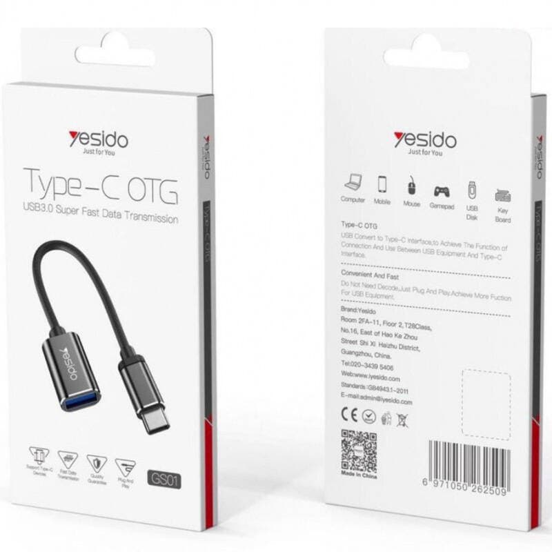 تبدیل کابلی Type-C به OTG USB مدل Yesido GS01 — تصویر ۳