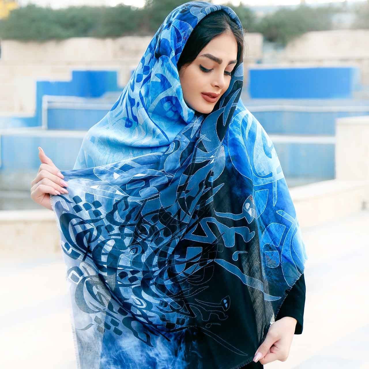 روسری نخی زنانه طرح خطاطی کد 02