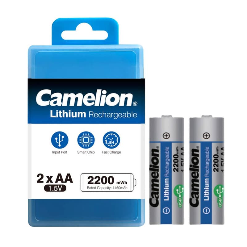باتری قلمی و نیم قلمی قابل شارژ کملیون مدل USB-TYPE C-LI-ION ظرفیت 2200-650 میلی آمپر بسته ۴ عددی — تصویر ۴