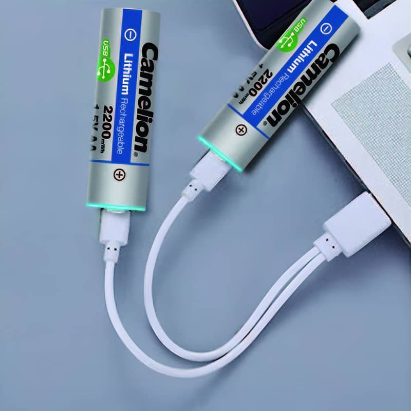 باتری قلمی و نیم قلمی قابل شارژ کملیون مدل USB-TYPE C-LI-ION ظرفیت 2200-650 میلی آمپر بسته ۴ عددی — تصویر ۵