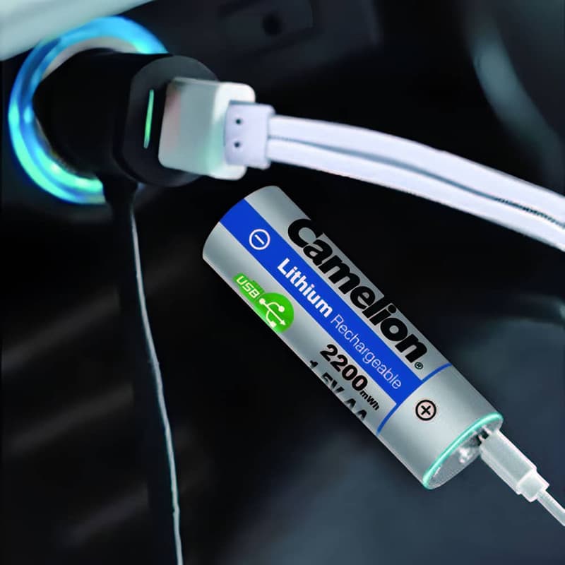 باتری قلمی و نیم قلمی قابل شارژ کملیون مدل USB-TYPE C-LI-ION ظرفیت 2200-650 میلی آمپر بسته ۴ عددی — تصویر ۳
