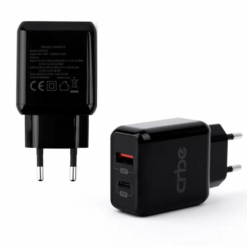 شارژر دیواری 38 وات کربی مدل CR-R104 مشکی گارانتی 12 ماهه تکنوپاز — تصویر ۲