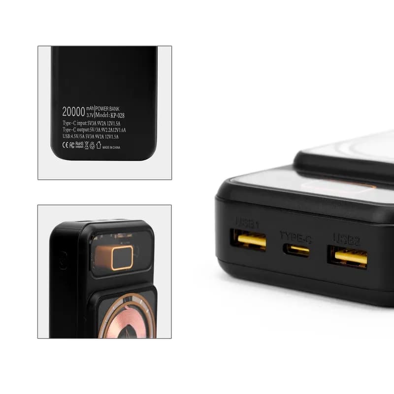 پاوربانک کلومن مدلKP-028 22.5W WIRELESSظرفیت 20000 میلی آمپر ساعت مشکی گارانتی 12 ماهه تکنوپاز — تصویر ۴