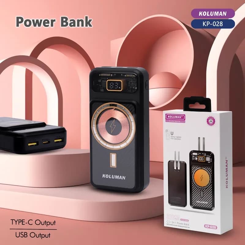 پاوربانک کلومن مدلKP-028 22.5W WIRELESSظرفیت 20000 میلی آمپر ساعت مشکی گارانتی 12 ماهه تکنوپاز — تصویر ۸