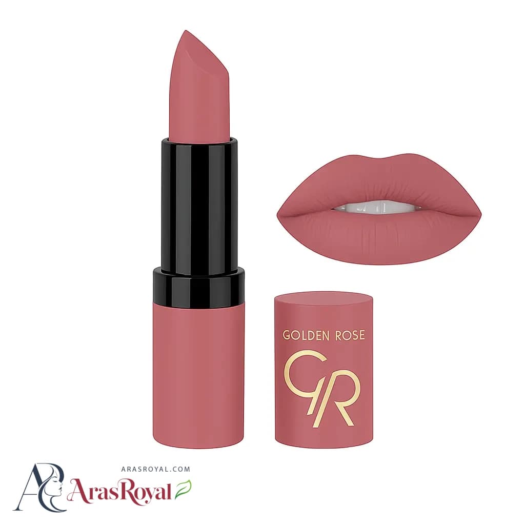 رژ لب جامد مات و مخملی گلدن رز Golden Rose مدل GR Velvet Matte Lipstick شماره 2 — تصویر ۴