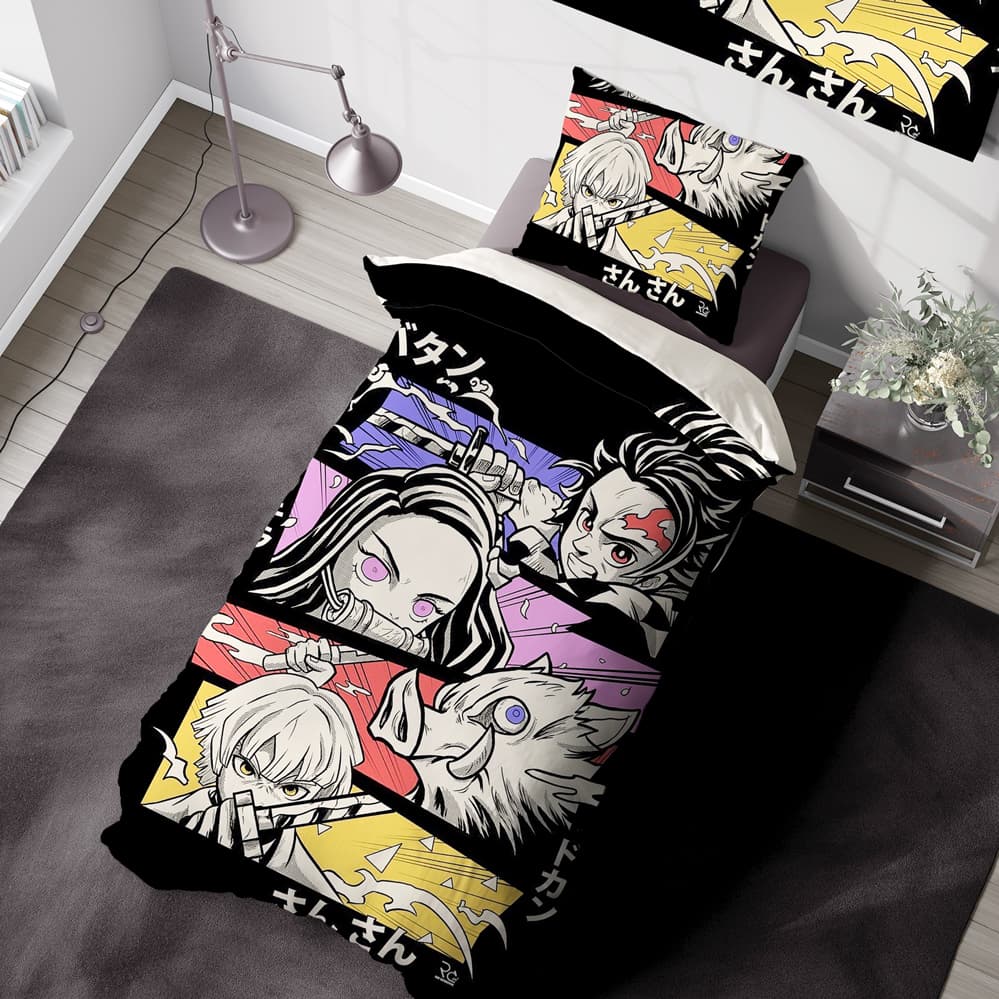 روتختی چاپی طرح انیمه شیطان کش با زمینه تیره WA-6043 — تصویر ۳