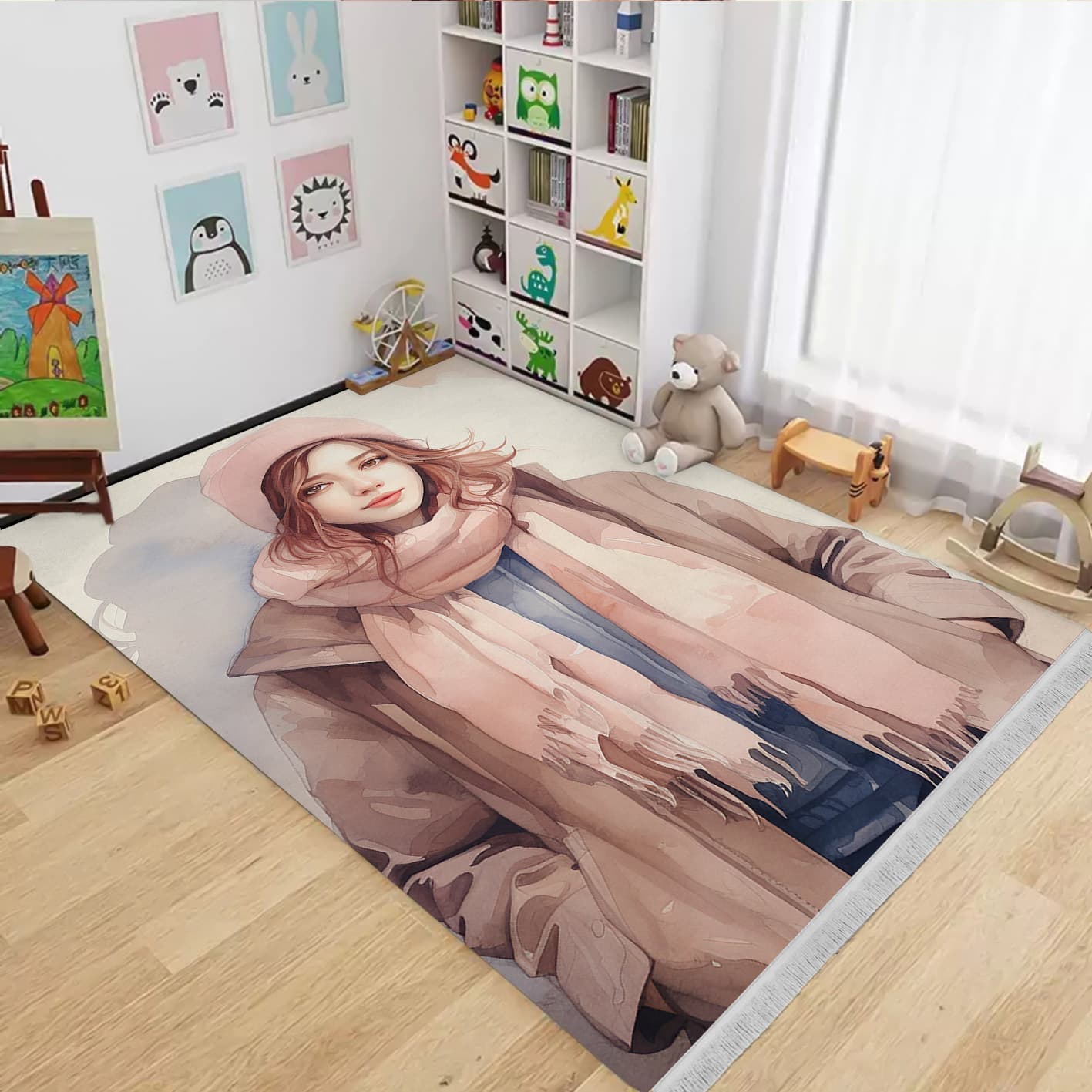 فرش چاپی طرح دخترانه HQ-1054s