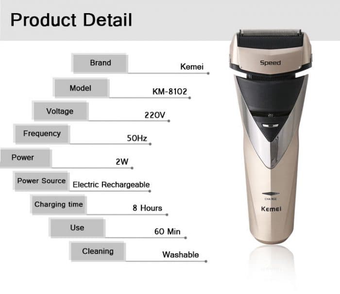 ریش تراش ضدآب کیمی KEMEI KM-8102 — تصویر ۳