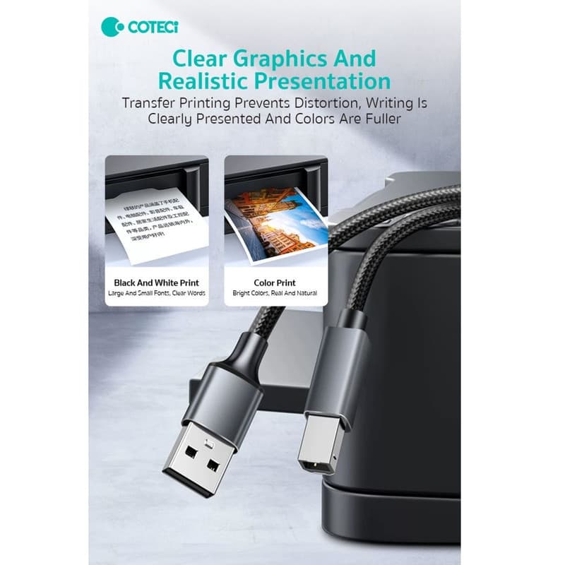 کابل پرینتر USB کوتتسی مدل 87801 طول 2 متر — تصویر ۳
