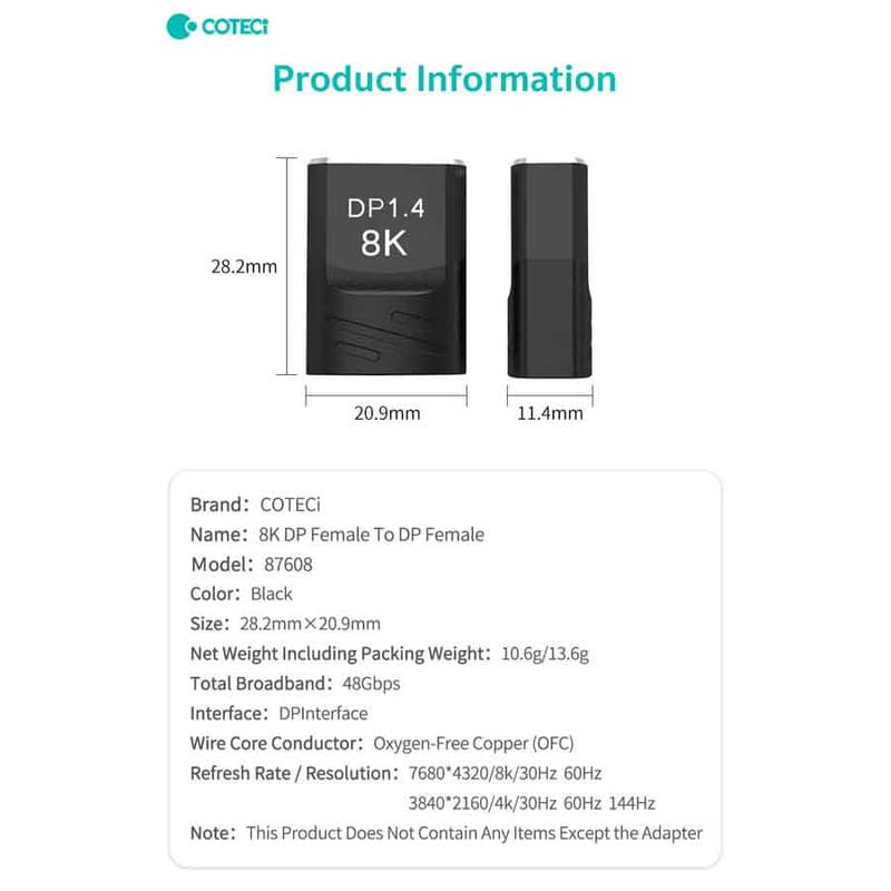 مبدل افزایش طول Display port کوتتسی مدل 87608 — تصویر ۷