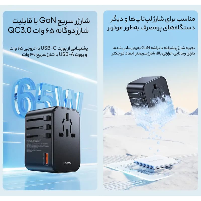 شارژر دیواری 65 وات یوسمز مدل CC199 T62 — تصویر ۸