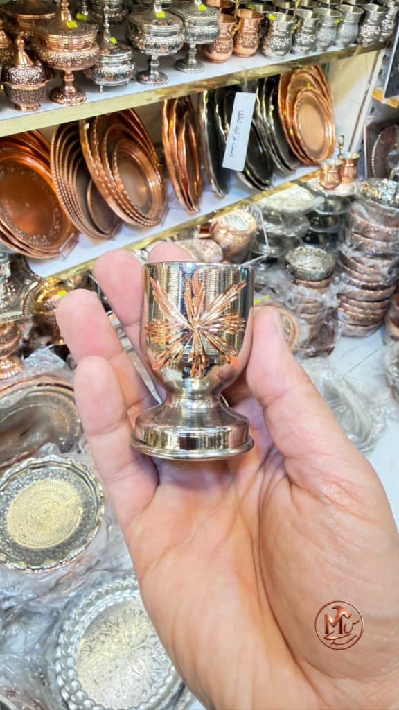 نمکدان مسی الماس تراشی سرتخت — تصویر ۳