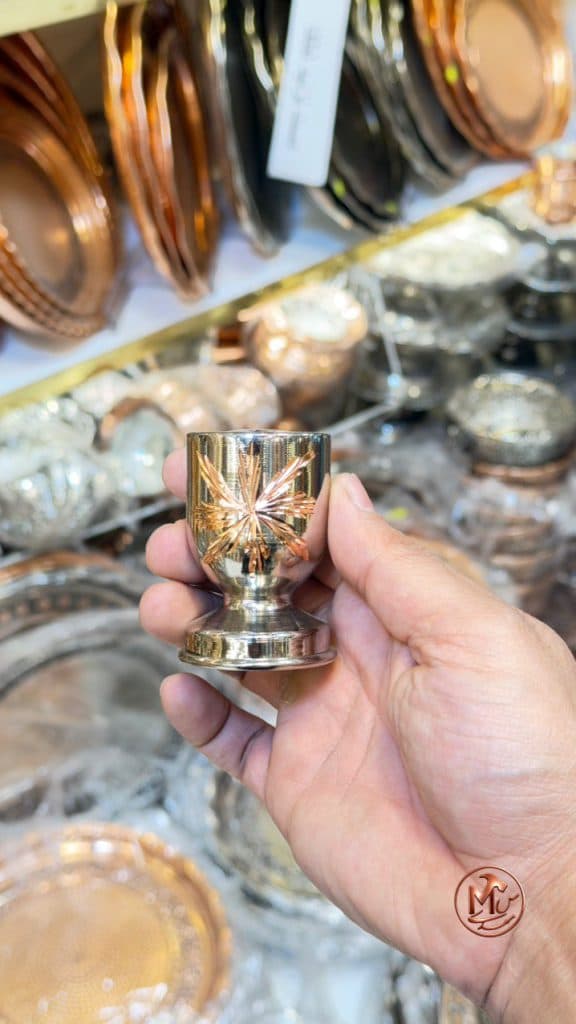 نمکدان مسی الماس تراشی سرتخت — تصویر ۵