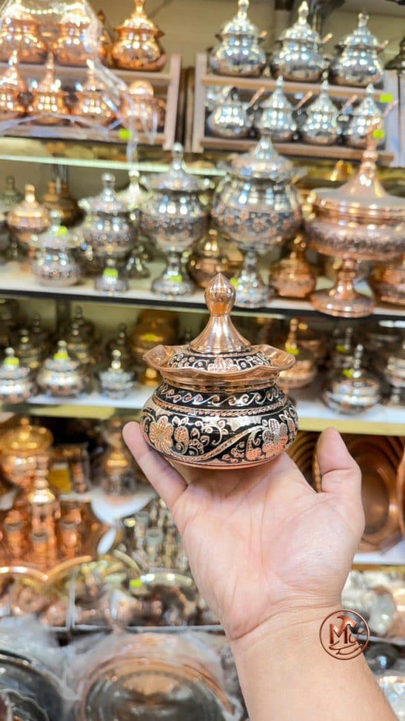 قندان مسی نقره کوبی