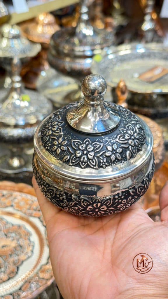 قندان مسی گلبرگی کروم
