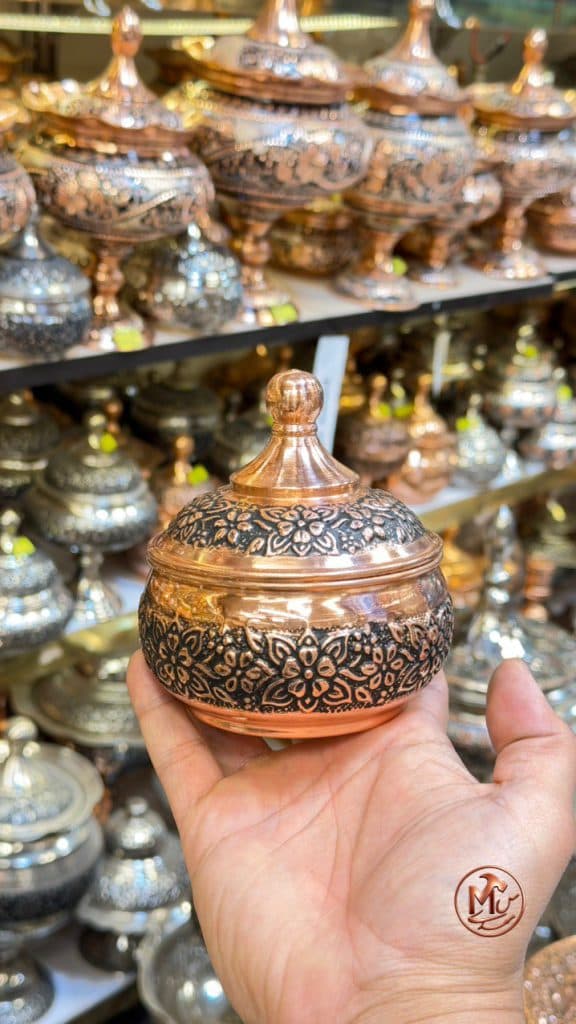 قندان مسی گلبرگی بدون پایه — تصویر ۲