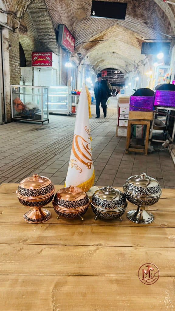 قندان گلبرگی مسی و کروم