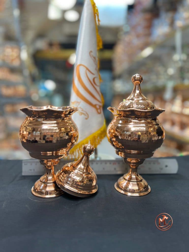 قندان مسی چکشی کلاه پهلوی — تصویر ۴