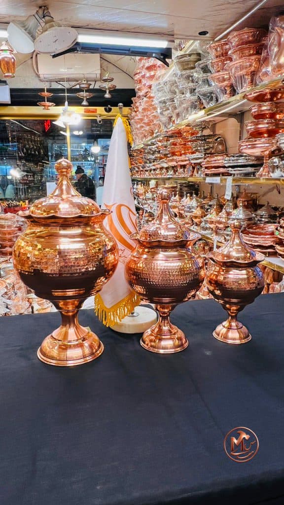 قندان و شکلات و اجیل خوری مسی کلاه پهلویی — تصویر ۳