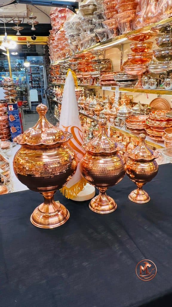 قندان و شکلات و اجیل خوری مسی کلاه پهلویی