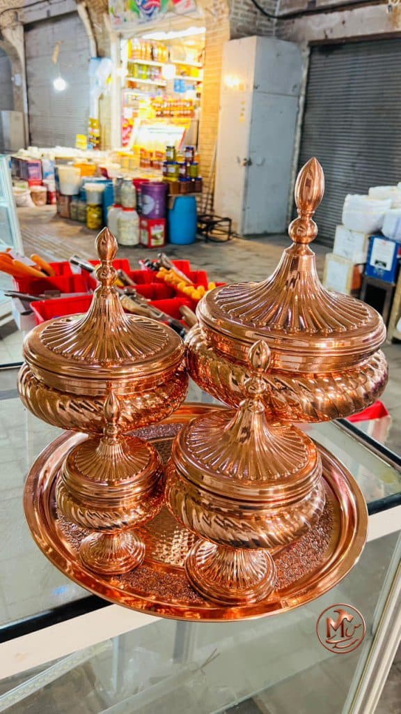 قندان و شکلات و اجیل خوری مسی — تصویر ۹