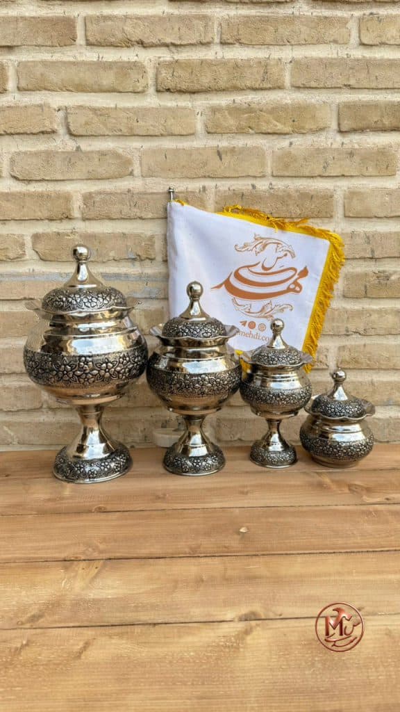 قندان و شکلات خوری مسی کروم — تصویر ۲