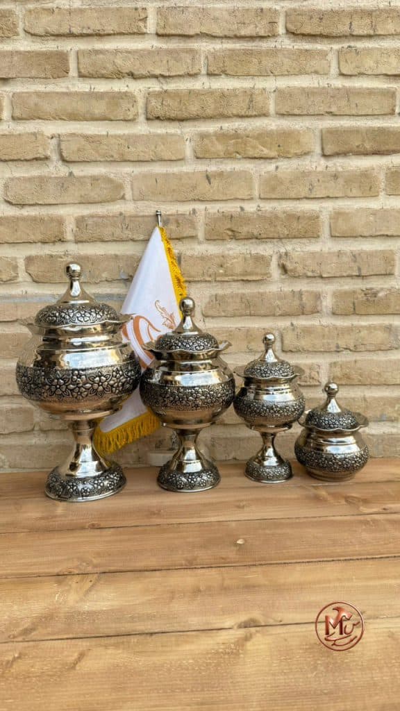 قندان و شکلات خوری مسی کروم — تصویر ۵
