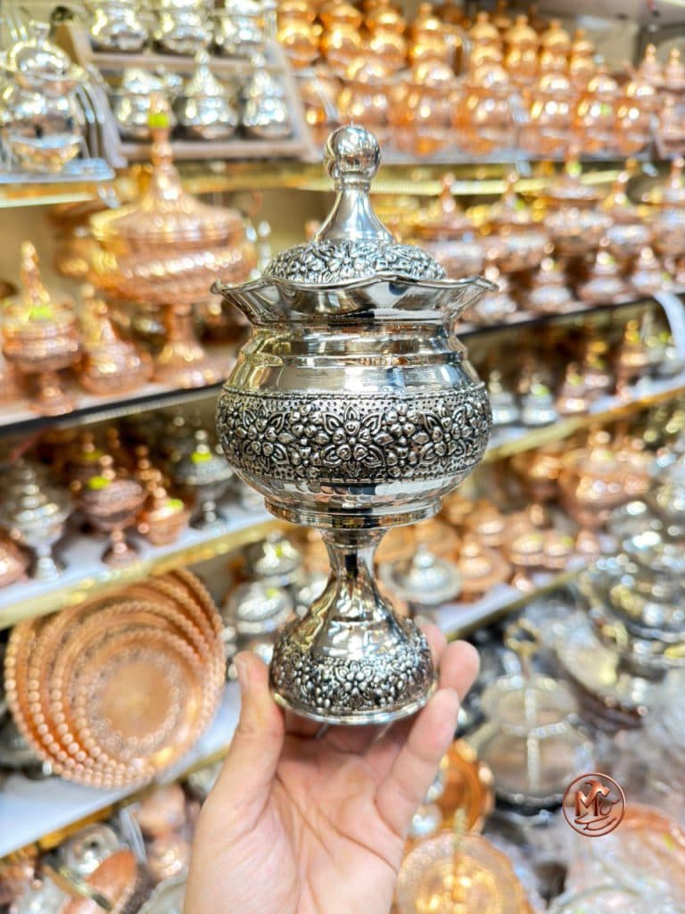 قندان گلبرگی مسی کروم بزرگ