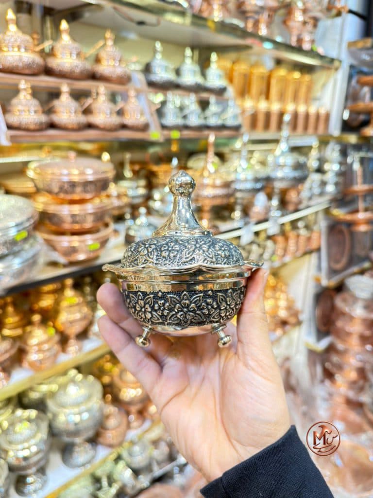 قندان گلبرگی ۳ پایه مسی کروم — تصویر ۳