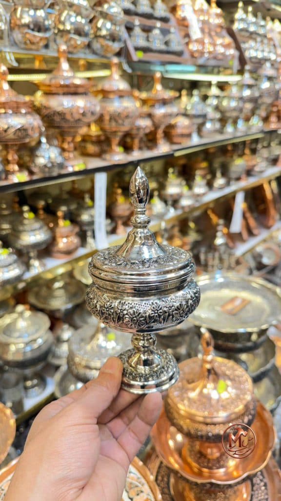 قندان گلبرگی پایه دار مسی کروم — تصویر ۳