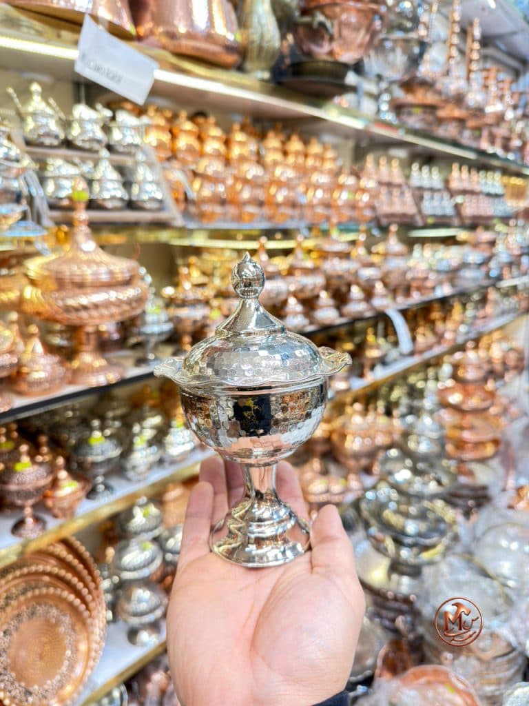 قندان چکشی مسی كروم لاله پایه دار