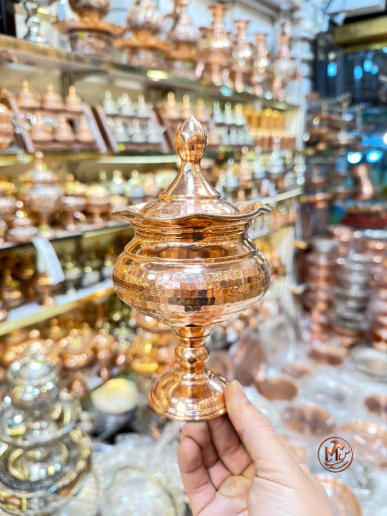 قندان چکشی مسی سفینه ای پایه دار